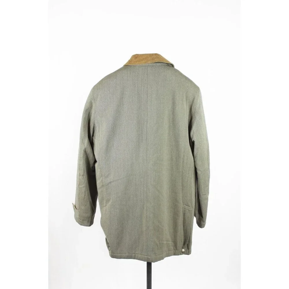 Men's KENT & CURWEN Loro Pia Green Wool Quilted Barn Coat Jacket, Size M - Picture 2 of 16